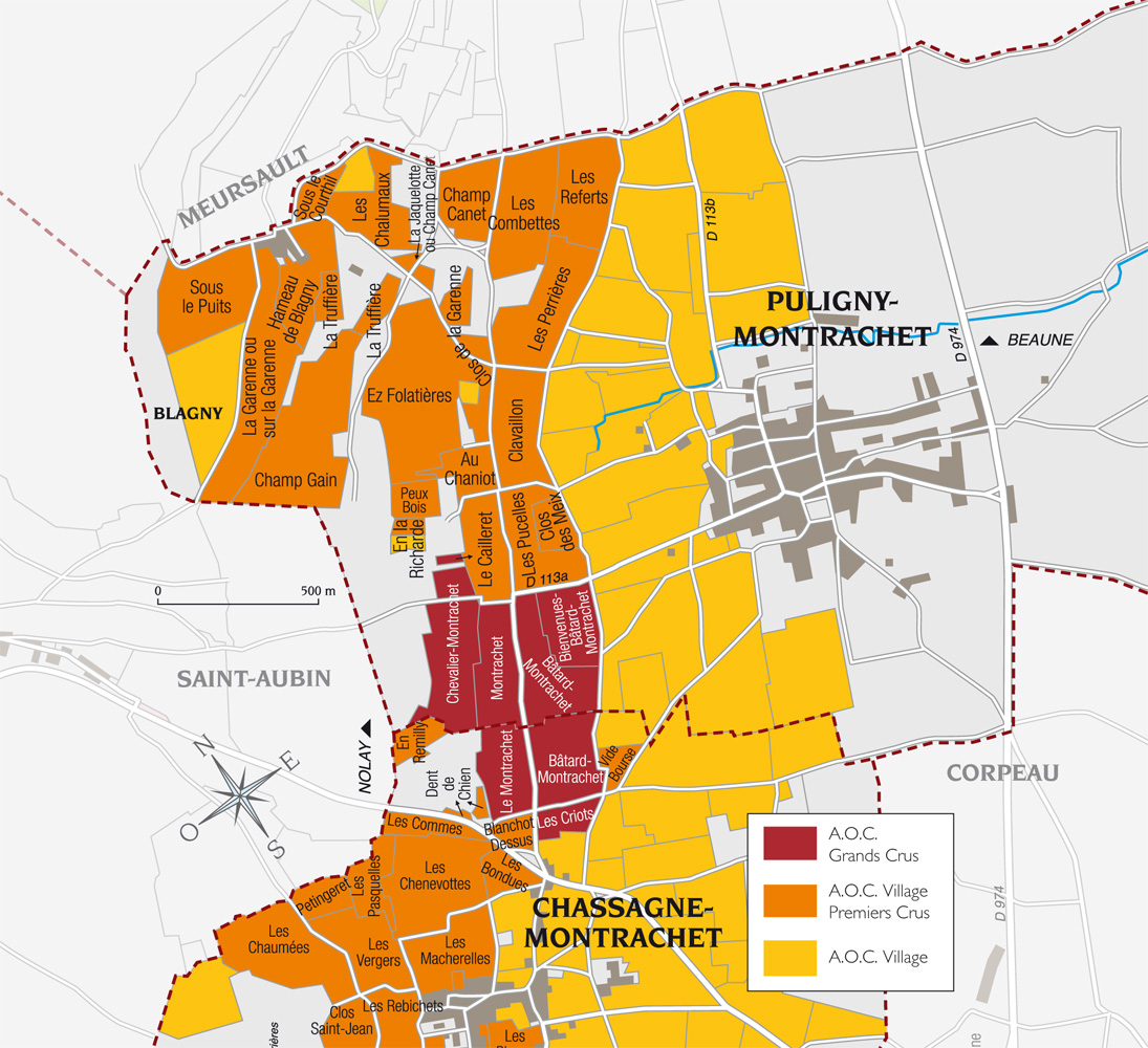 Mappa Montrachet e limitrofi