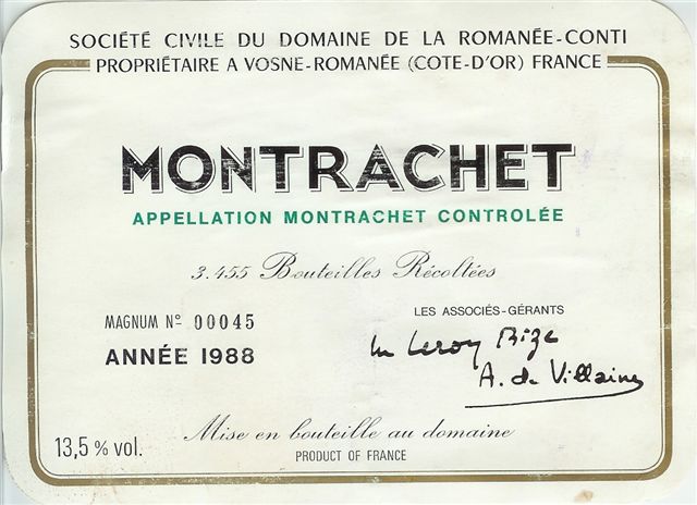 Montrachet Domaine de la Romanée Conti